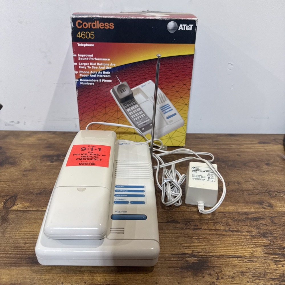 Cordless Telephone Vtg AT&T 4605 Complete In Box UNTESTED